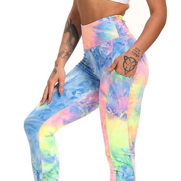 NWOT rainbow tie tye booty scrunch leggings S - Picture 3 of 4